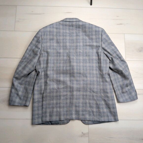 Canali Blazer Sport Coat Mens 38R Silk Wool Windowpane Gray Plaid Suit Italy - Picture 5 of 16